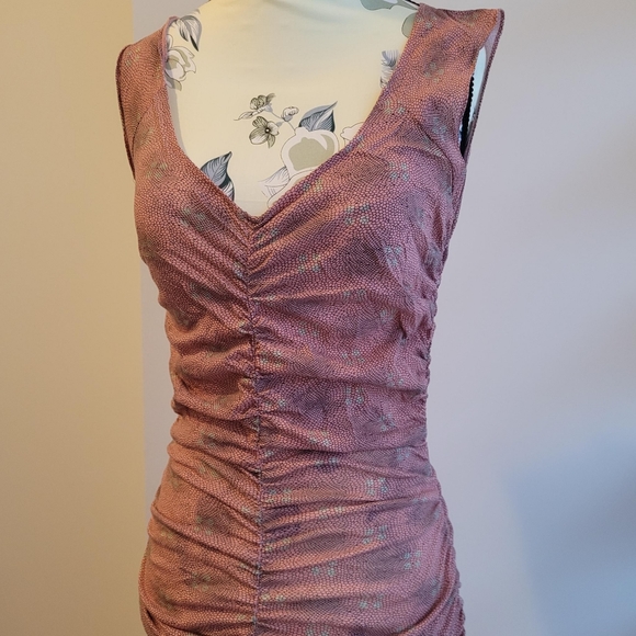 Club Monaco Pink Ruched Bodycon Dress - Picture 2 of 5